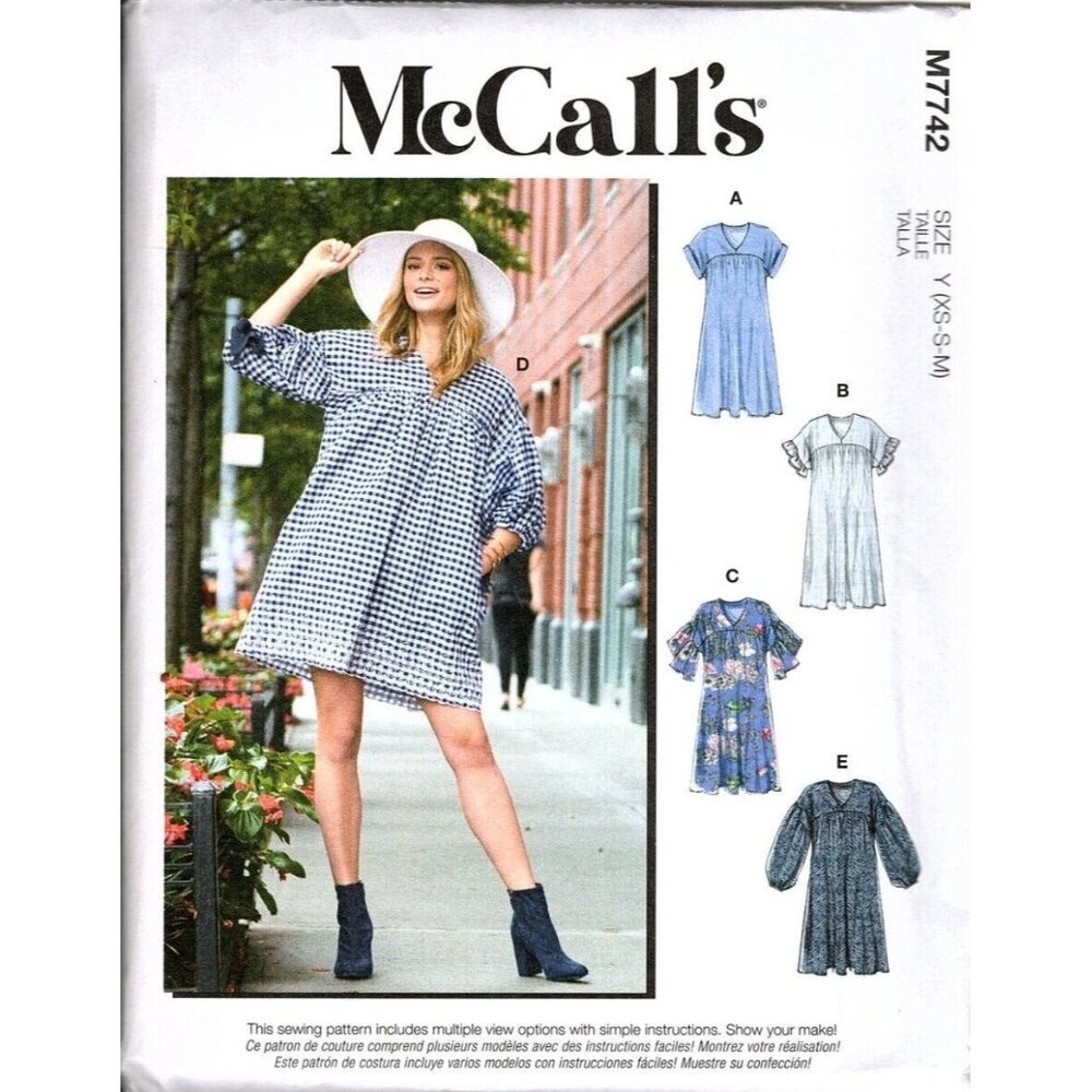 McCall's M7742 Misses XS to M Easy Loose Fitting Dresses Uncut Sewing Pattern